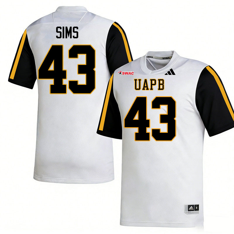 Arkansas-Pine Bluff Golden Lions #43 KJ Sims College Football Jerseys,Uniforms-White